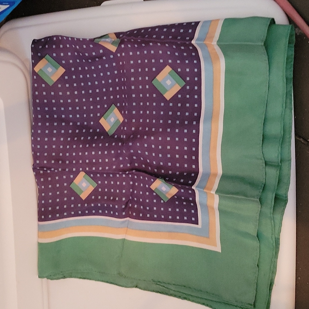 Vintage Green, Blue and Gold Geometric Scarf